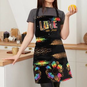 Jesuspirit | Love Like Jesus | Worship Gift For Christian People | Floral Apron With Tie Back Closure HN119