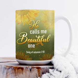 Must-Have White Ceramic Mug - He Calls Me Beautiful One AM231