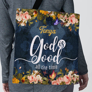 Jesuspirit | God Is Good All The Time | Flower And Butterfly | Personalized Tote Bag M14