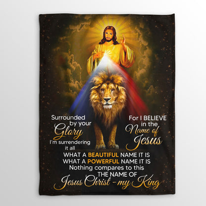 Jesuspirit | Spiritual Gift Of Faith For Christian People | For The Name Of Jesus Christ - My King | Lion And Jesus | Unique Fleece Blanket FBH799