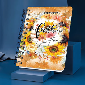 Jesuspirit Personalized Sunflower Spiral Journal | Special Gift For Christian People | God And Lamb | Faith Over Fear SJ2