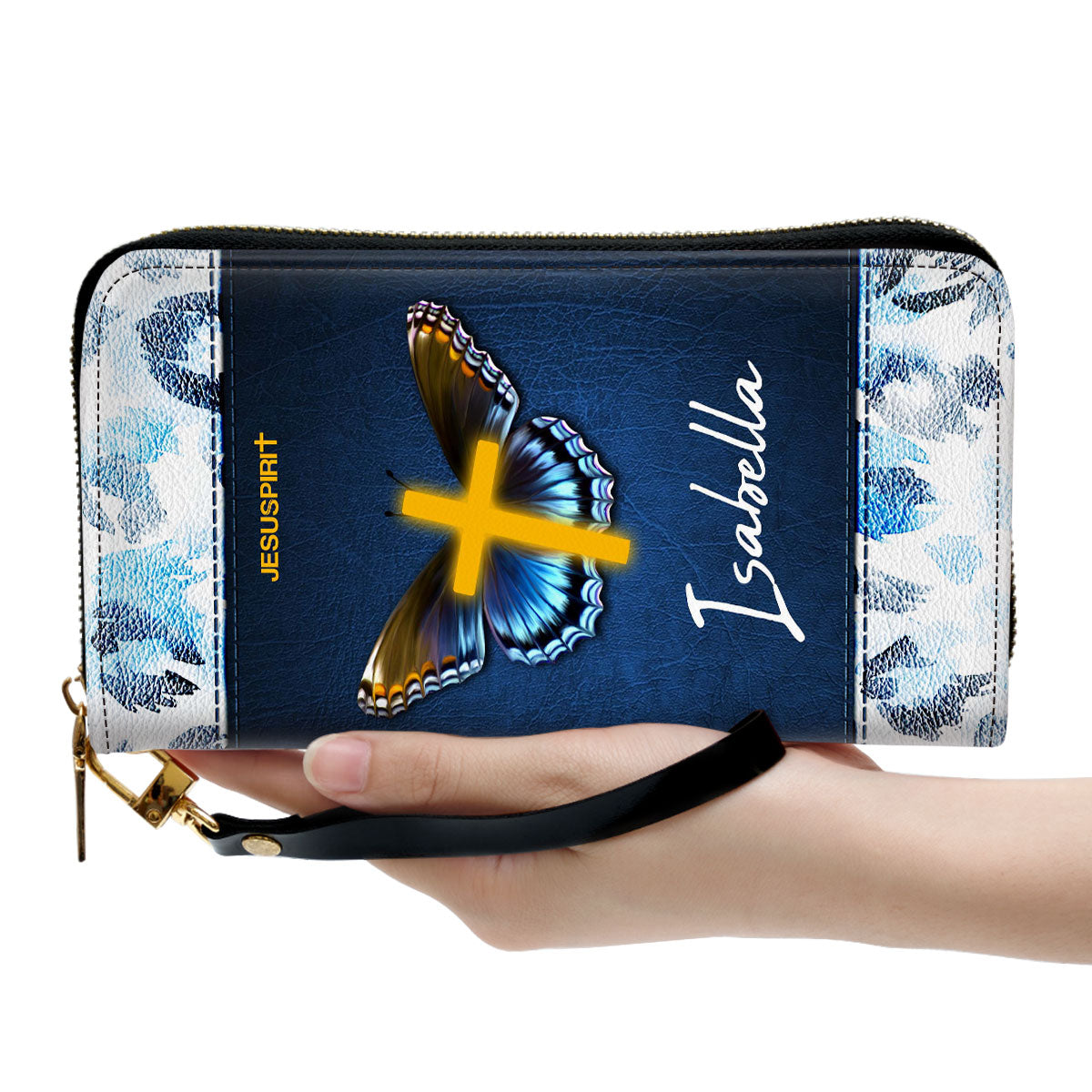 Jesuspirit | Christ Gifts For Religious Women | With God All Things Are Possible | Matthew 19:26 | Personalized Zippered Leather Clutch Purse CPHN668