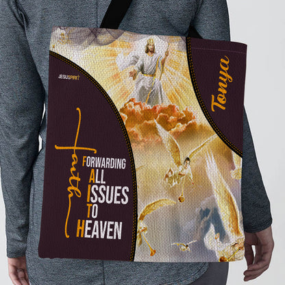 Jesuspirit | Religious Gift For Christian People | Personalized Jesus Tote Bag | Forwarding All Issues To Heaven TBM20