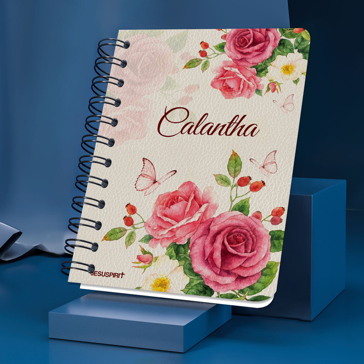 Jesuspirit | Spiritual Gifts For Christian Ladies | Delight Yourself In The Lord | Psalm 37:4 | Personalized Spiral Journal | Rose & Butterfly SJH731