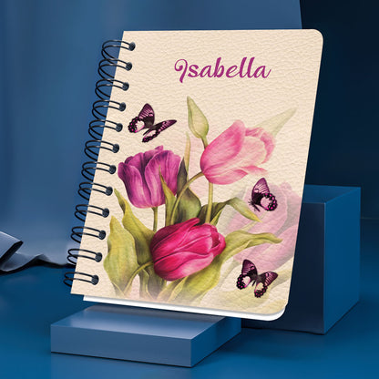 Jesuspirit | Beautiful Personalized Spiral Journal | Scripture Gifts For Christian Friends | Tulip And Butterfly SJHN654