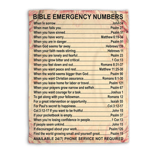 Bible Emergency Numbers - Beautiful Christian Fleece Blanket NUM355
