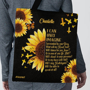 Jesuspirit | I Can Only Imagine | Personalized Tote Bag | Meaningful Gift For Christian People | Cross And Sunflower TBHN153
