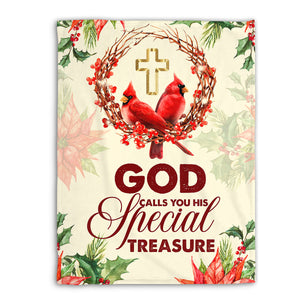 Jesuspirit | Fleece Blanket For Christian Couple | God Calls You His Special Treasure | Cardinal And Cross FBM636
