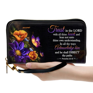 Jesuspirit | Personalized Leather Clutch Purse | Trust In The Lord With All Your Heart | Proverbs 3:5 CPH22