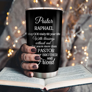 Jesuspirit | Personalized Stainless Steel Tumbler 20oz For Pastor | Cross & Lion | You Are Our Brother And Friend SSTH714