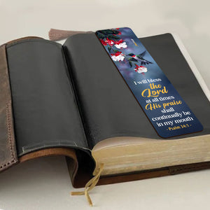 Jesuspirit | Flower And Humming Bird | I Will Bless The God | Psalm 34:1 | Beautiful Personalized Wooden Bookmarks MH37