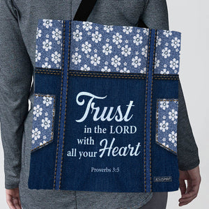 Jesuspirit | Proverbs 3:5 | Beautiful Flower Tote Bag | Trust In The Lord With All Your Heart HN21