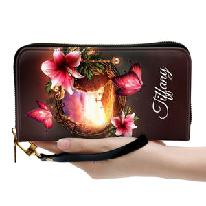 Jesuspirit | Spiritual Gifts For Christian Women | Personalized Zippered Leather Clutch Purse | God, Grant Me The Serenity To Accept The Things I Cannot Change NUH321H