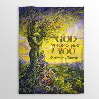 Jesuspirit | Spiritual Marriage Gifts | God Gave Me You | Romantic Personalized Fleece Blanket For Christian Couples FBH823