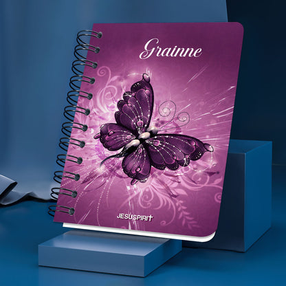 Jesuspirit | Scripture Gifts For Church Members | Romans 15:13 | Personalized Purple Butterfly Spiral Journal SJH729