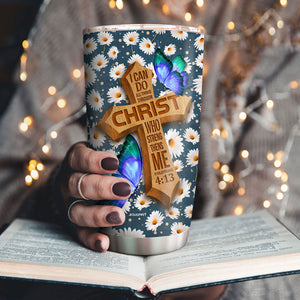 Jesuspirit | Daisy Stainless Steel Tumbler 20oz | Philippians 4:13 | I Can Do All Things Through Christ | Christian Gift Ideas For Relatives SSTH782
