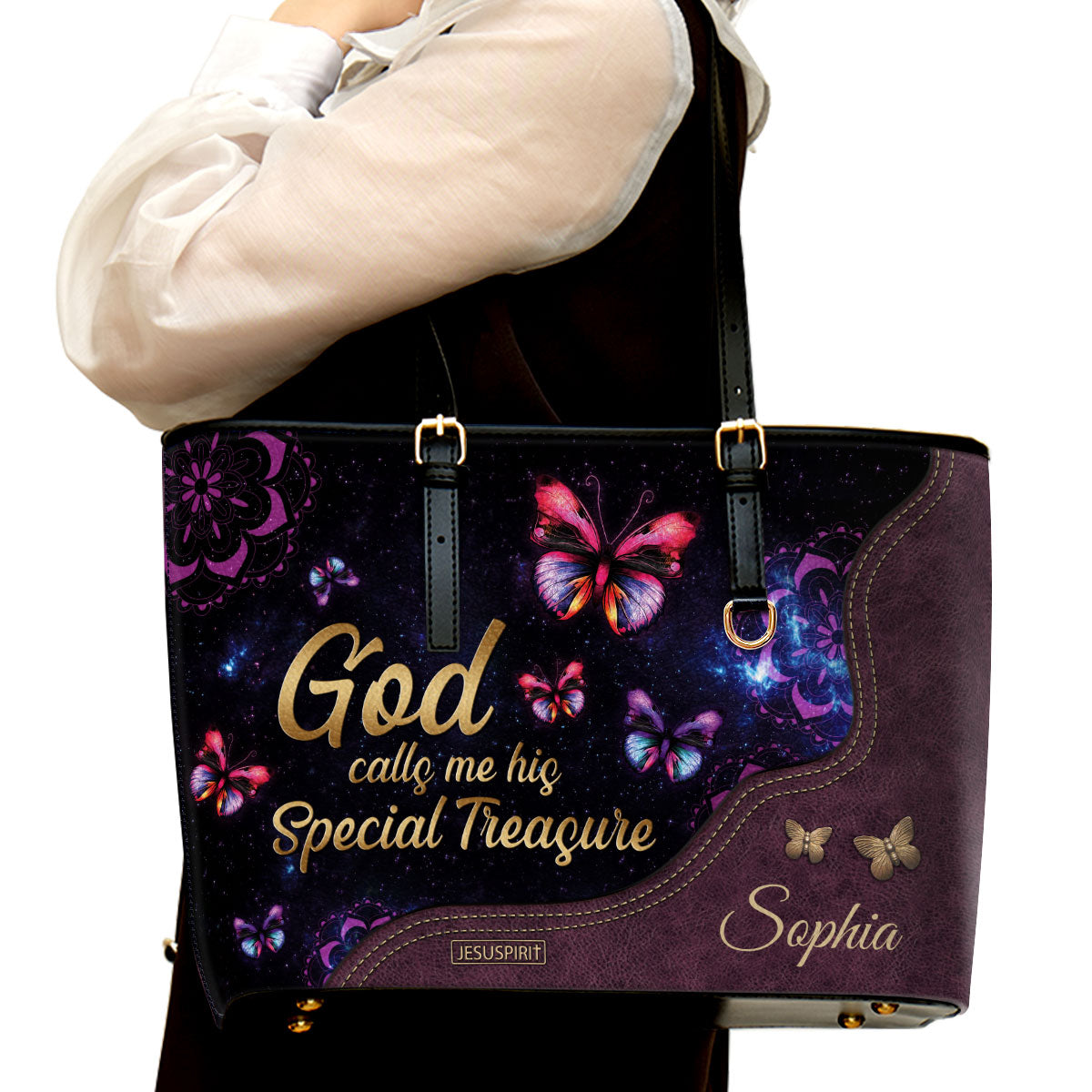 God Calls You His Special Treasure - Beautiful Personalized Large Leather Tote Bag AHN234