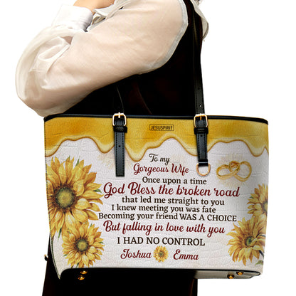 To My Gorgeous Wife - Sweet Personalized Large Leather Tote Bag AHN244