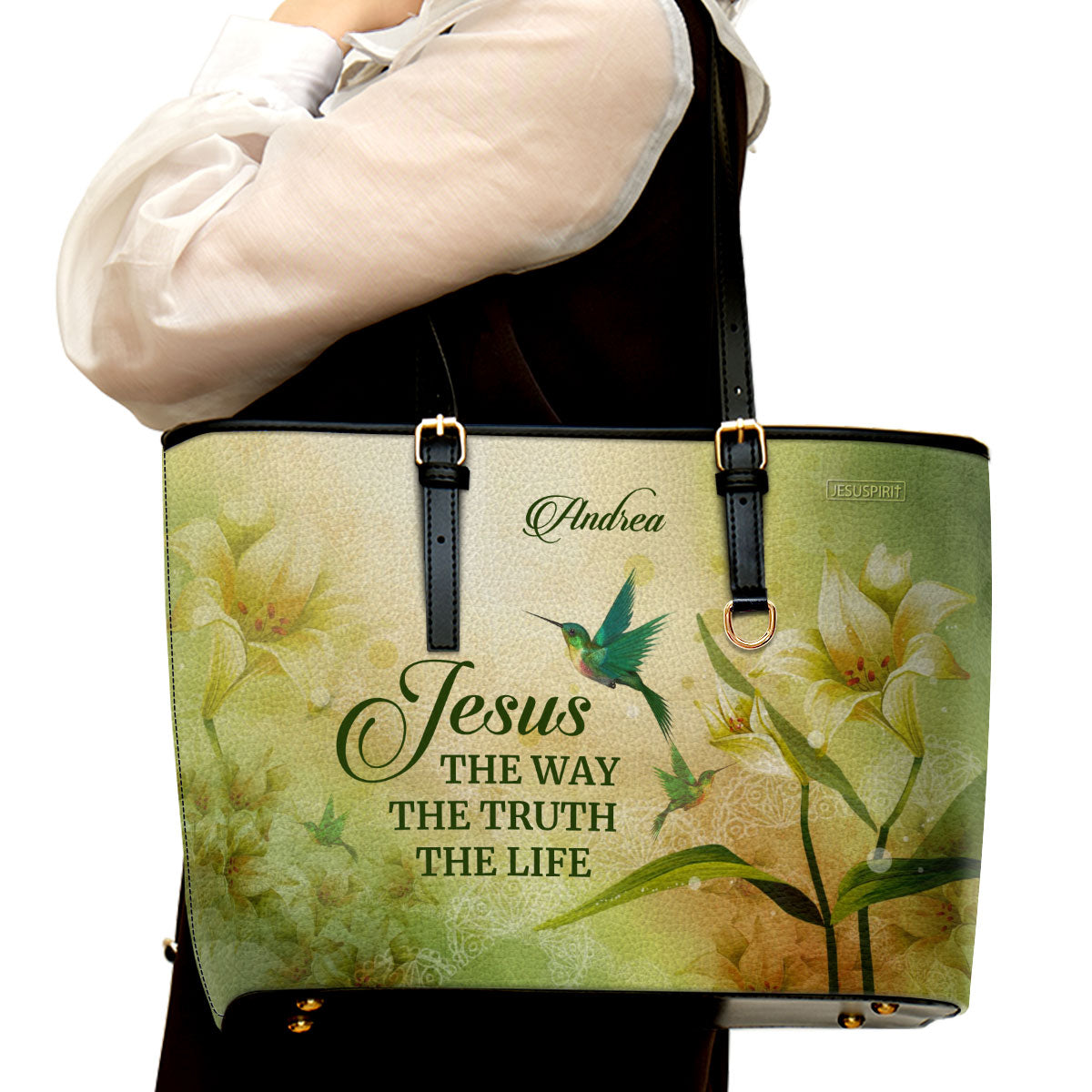 Awesome Personalized Large Leather Tote Bag - Jesus The Way The Truth The Life H06