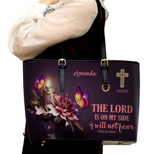 Lovely Personalized Large Leather Tote Bag - The Lord Is On My Side H12