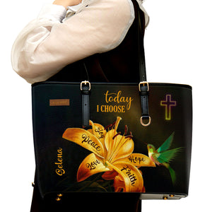 Lovely Personalized Large Leather Tote Bag - Today I Choose Love H15