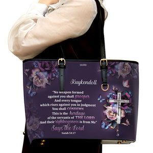 No Weapon Formed Against You Shall Prosper - Special Personalized Large Leather Tote Bag HH175E