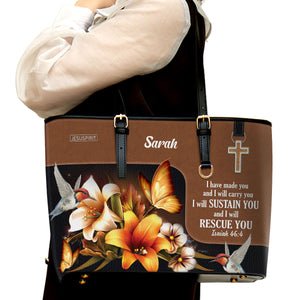 I Have Made You And I Will Carry You - Personalized Large Leather Tote Bag NUH294