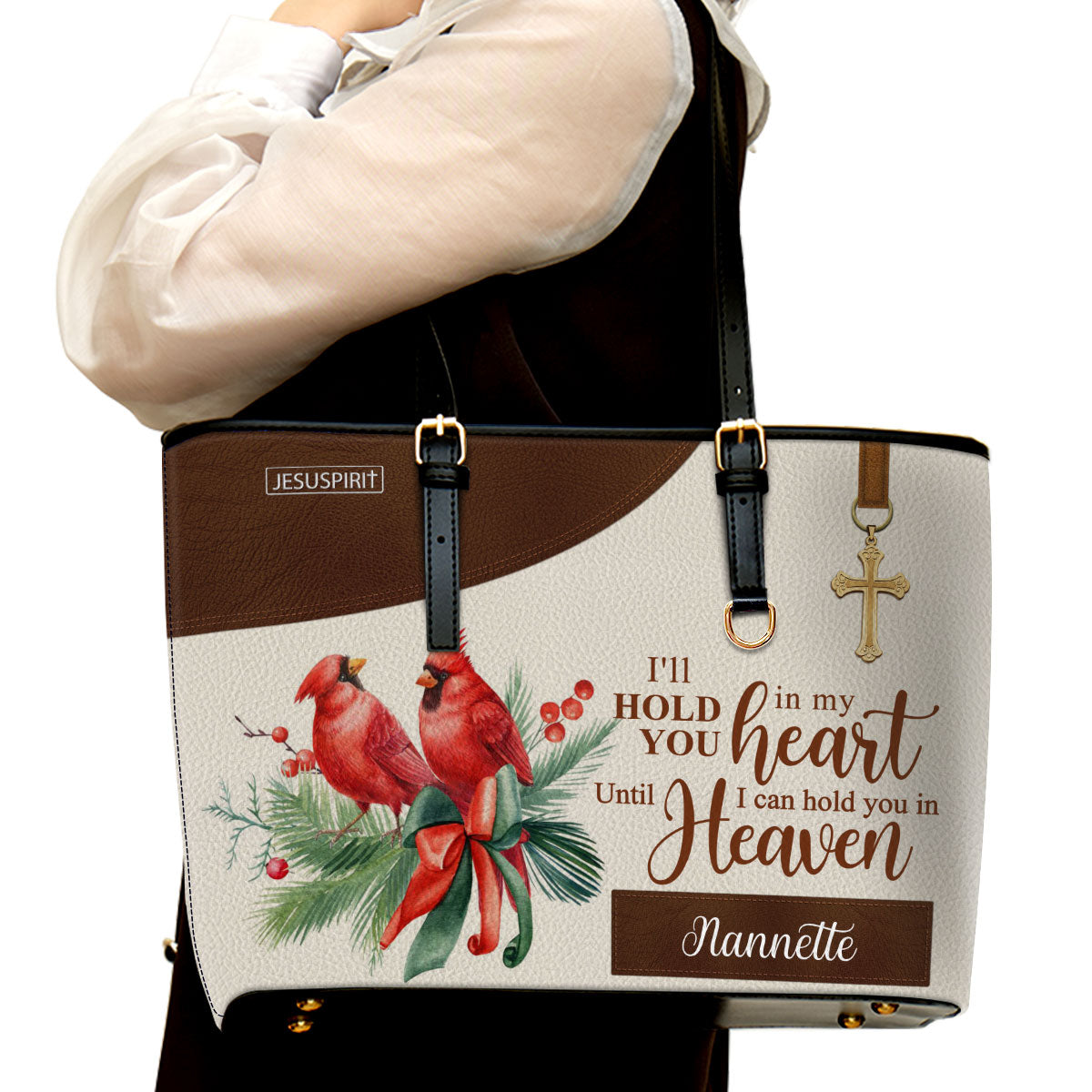 I?ll Hold You In My Heart - Adorable Personalized Large Leather Tote Bag NUH309