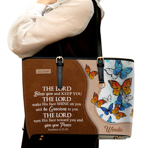 The Lord Bless You And Keep You - Special Personalized Large Leather Tote Bag NUH324