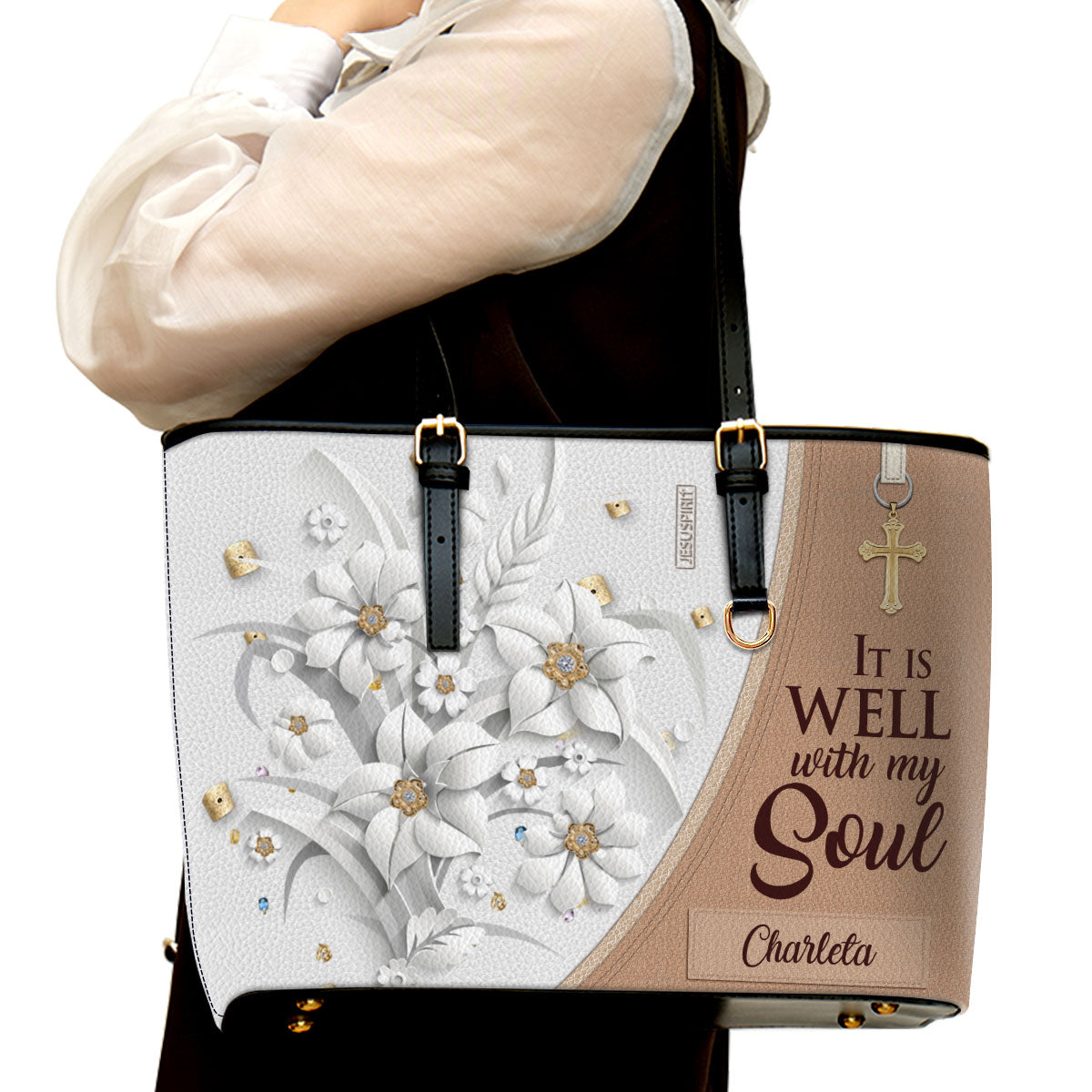 It Is Well With My Soul - Must-Have Personalized Large Leather Tote Bag NUH336