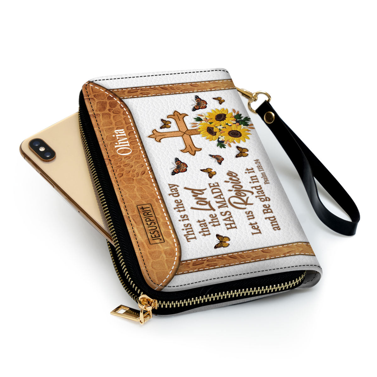 Adorable Personalized Sunflower Clutch Purse - Let Us Rejoice And Be Glad In It NUHN305