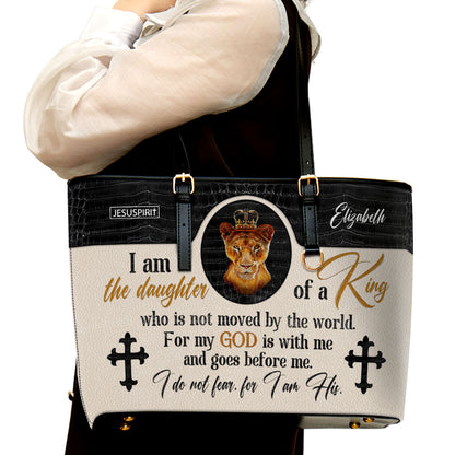 Must-Have Personalized Large Leather Tote Bag - I Do Not Fear, For I Am His NUHN314