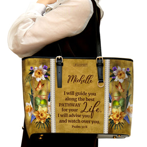 Must-Have Personalized Large Leather Tote Bag - I Will Advise You And Watch Over You NUHN383
