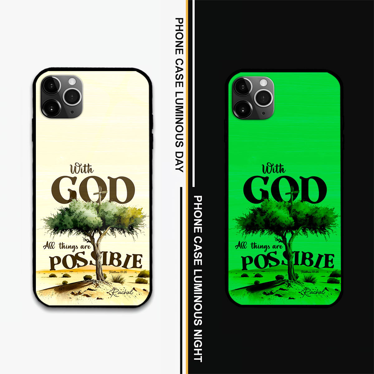 Jesuspirit | Matthew 19:26 | Personalized Phone Case | With God All Things Are Possible | Meaningful Gift For Bible Friends PCHN10