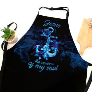Jesuspirit Apron With Adjustable Neck Strap | Useful Gift For Christians | Jesus The Anchor Of My Soul | Cross And Rose HN160