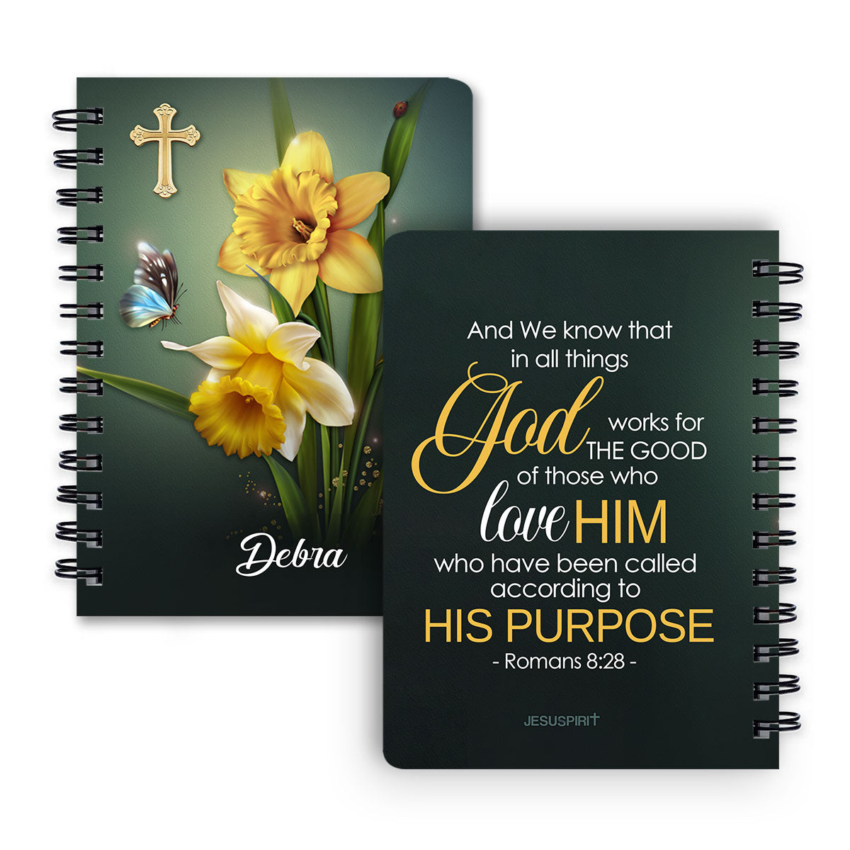 Jesuspirit | Spiritual Gift Of Faith For Christian People | Personalized Spiral Journal | Romans 8:28 SJH741