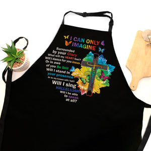 Jesuspirit Apron With Adjustable Neck Strap | Thoughtful Gift For Christians | I Can Only Imagine | Butterfly And Faith Cross HN157
