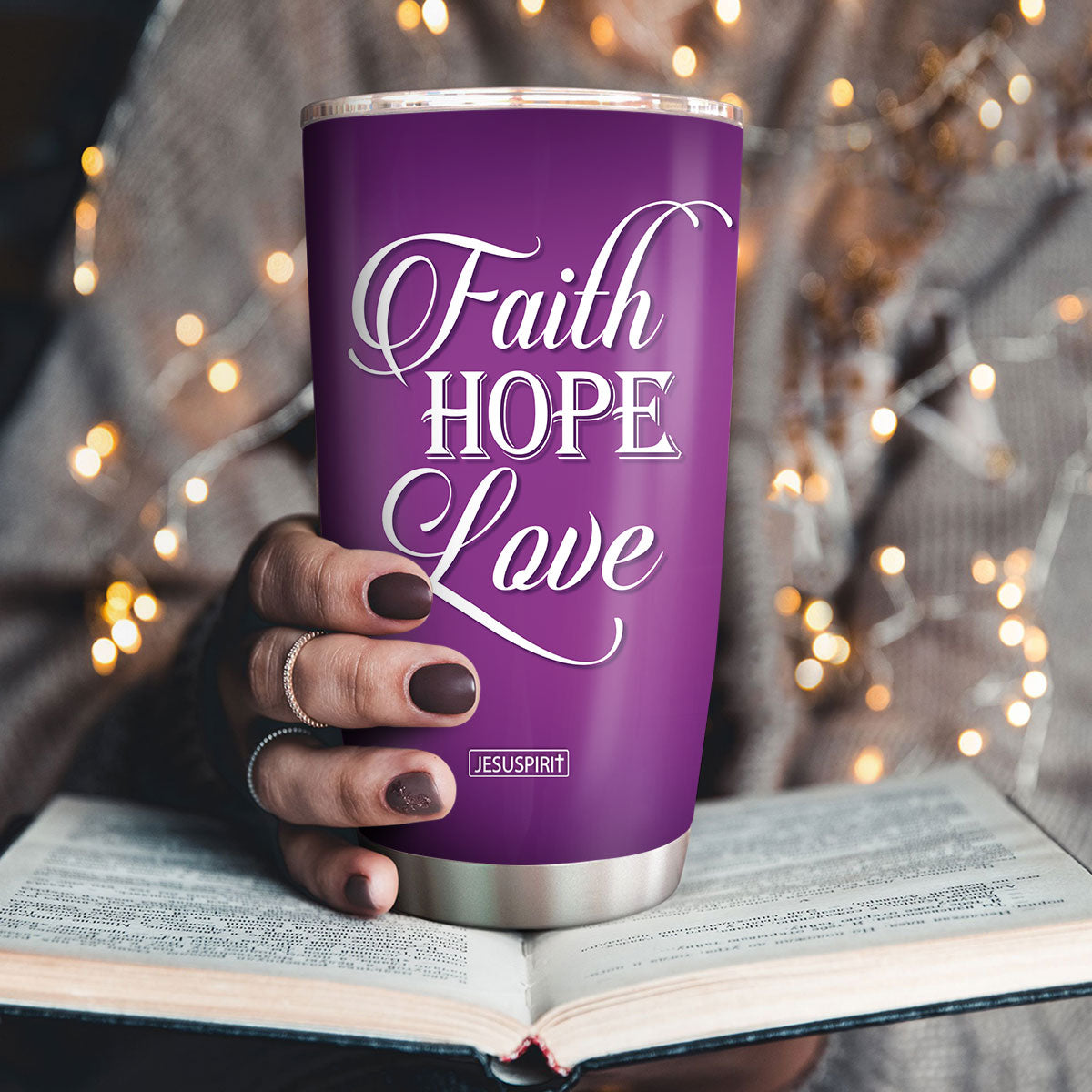 Beautiful Personalized Stainless Steel Tumbler 20oz - Faith, Hope, Love H07