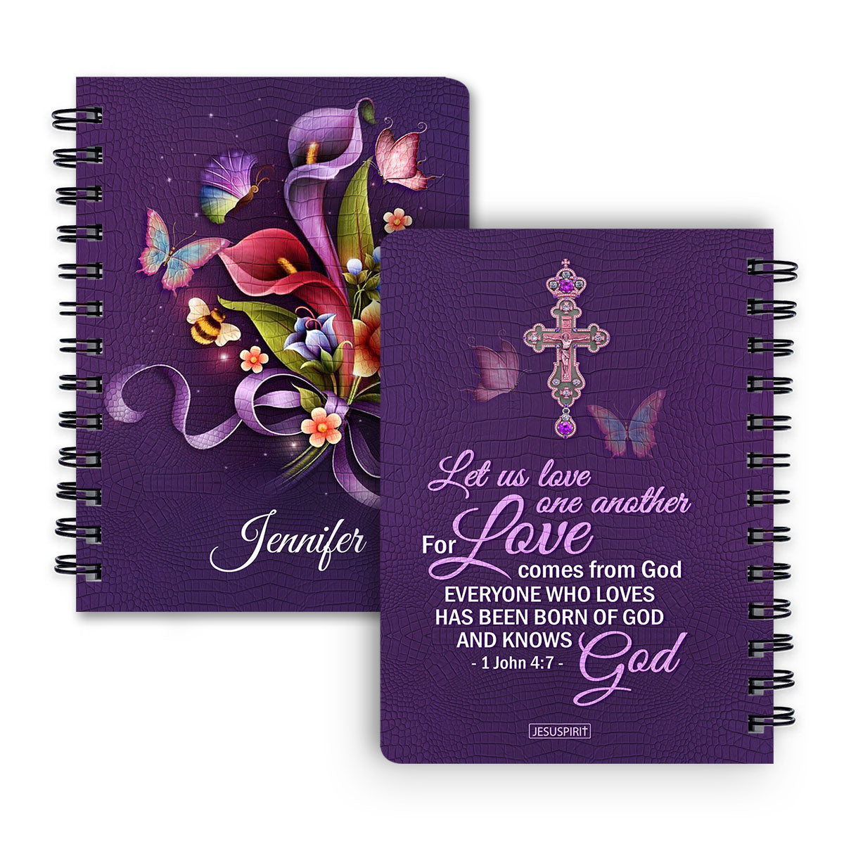 Lovely Personalized Spiral Journal - Let Us love One Another For Love Comes From God NUH464