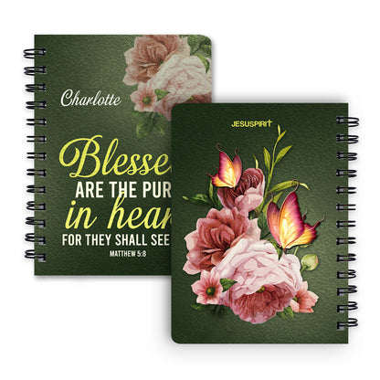 Jesuspirit | Personalized Spiral Journal | Matthew 5:8 | Inspirational Christ Gifts For Everyone | Blessed Are The Pure In Heart SJHN676