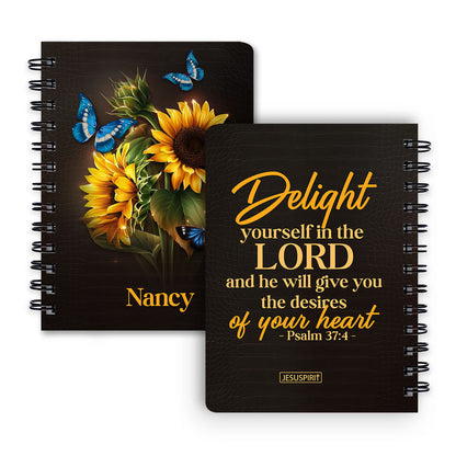 Lovely Personalized Spiral Journal - Delight Yourself In The Lord NUH437