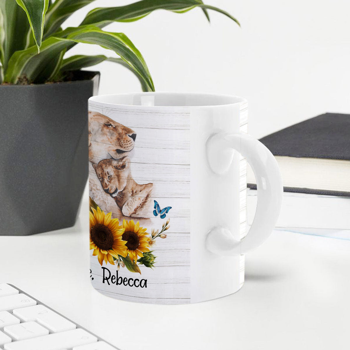 Jesuspirit Personalized Ceramic Mug | Religious Gifts For Mom | Lion And Sunflower CCMH737