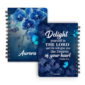 Jesuspirit | Delight Yourself In The Lord | Psalm 37:4 | Special Gift For Christians | Stunning Personalized Spiral Journal SJH47