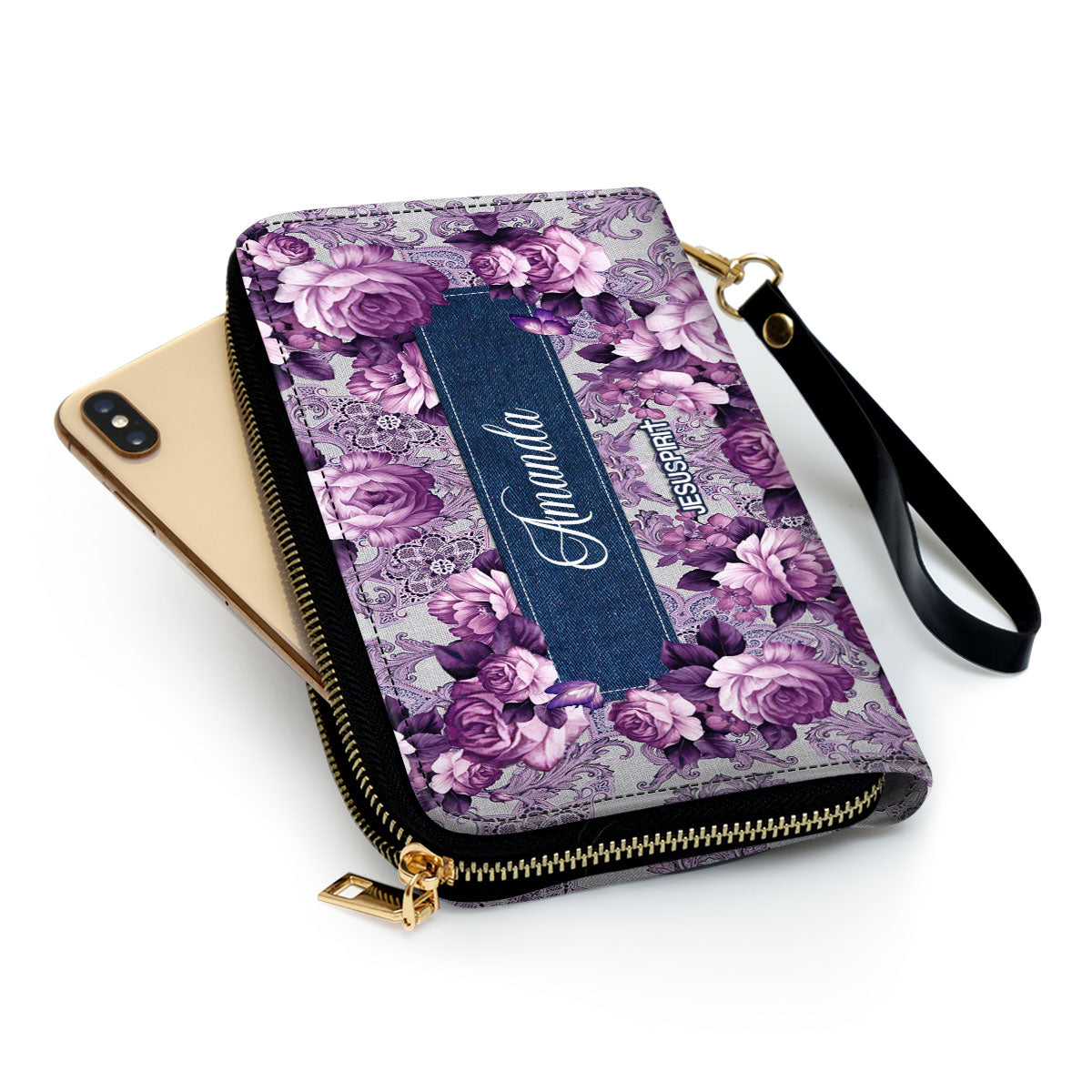 Jesuspirit | Butterfly And Roses | Beautiful Personalized Leather Clutch Purse For Women |  A Warrior Of Christ CPM19