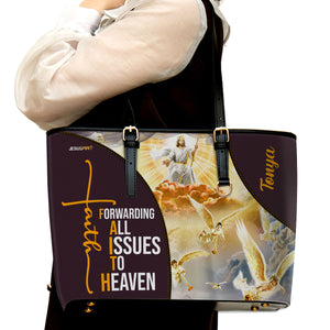 Jesuspirit | Unique Bag With Long Strap | Forwading All Issues To The Heaven | Personalized Large Leather Tote Bag M20