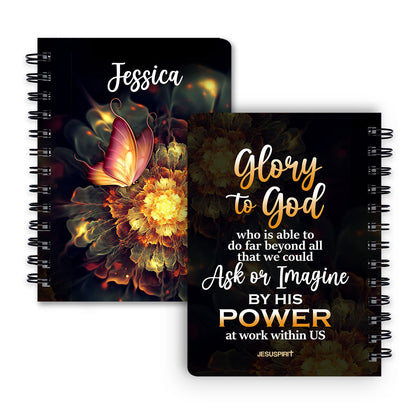 Jesuspirit | Ephesians 3:20 | Stunning Flower Personalized Spiral Journal | Glory To God | Spiritual Gifts For Christians SJH727