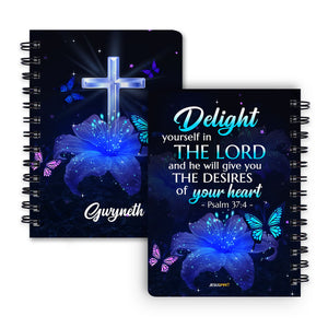 Jesuspirit | Delight Yourself In The Lord | Psalm 37:4 | Personalized Lily Spiral Journal H39