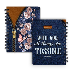 Jesuspirit Spiral Journal | Spiritual Gift Faith For Christians | Matthew 19:26 | With God All Things Are Possible SJHN673
