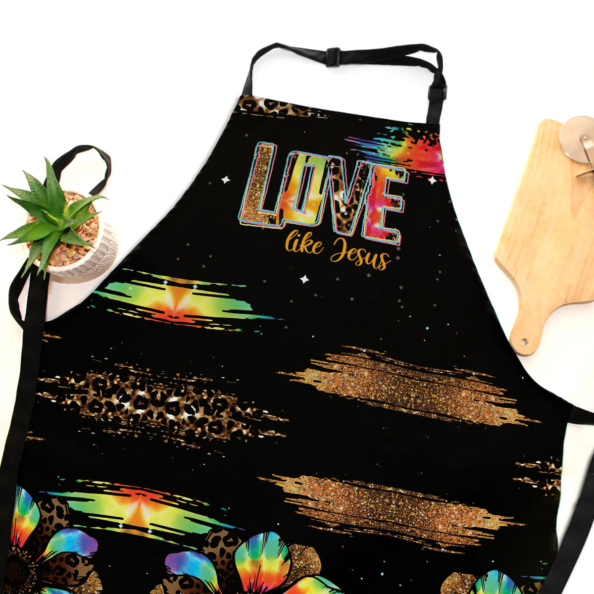 Jesuspirit | Love Like Jesus | Worship Gift For Christian People | Floral Apron With Tie Back Closure HN119