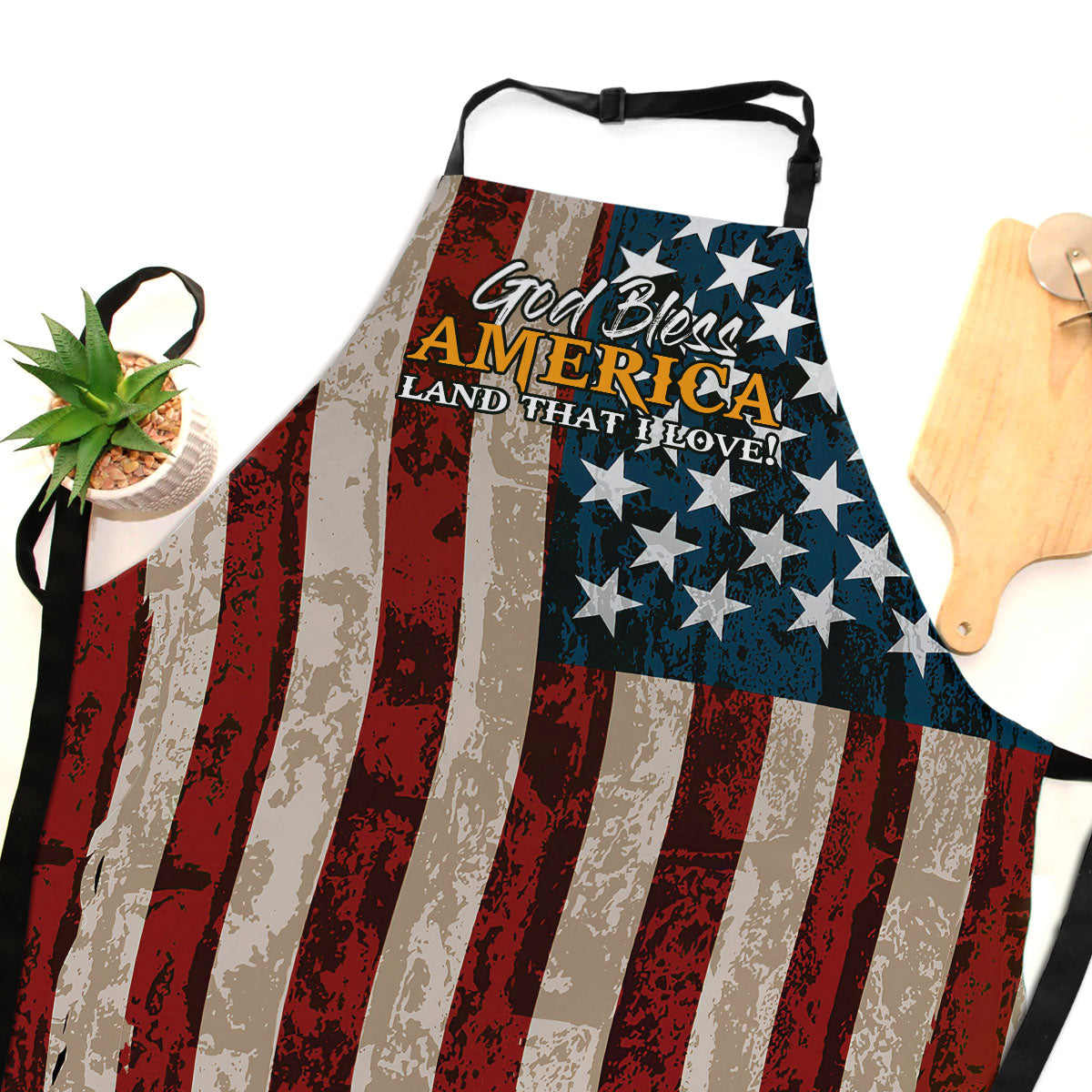 Jesuspirit | God Bless America | Inspirational Gift For Christians | Apron With Tie Back Closure HN115